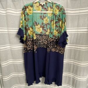 UMGEE / Multimedia Floral Print Linen Blend Kimono Size M/L